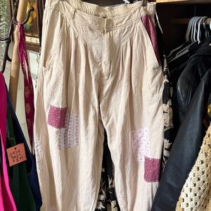 Free People Upcycled Linen Pants Patchwork